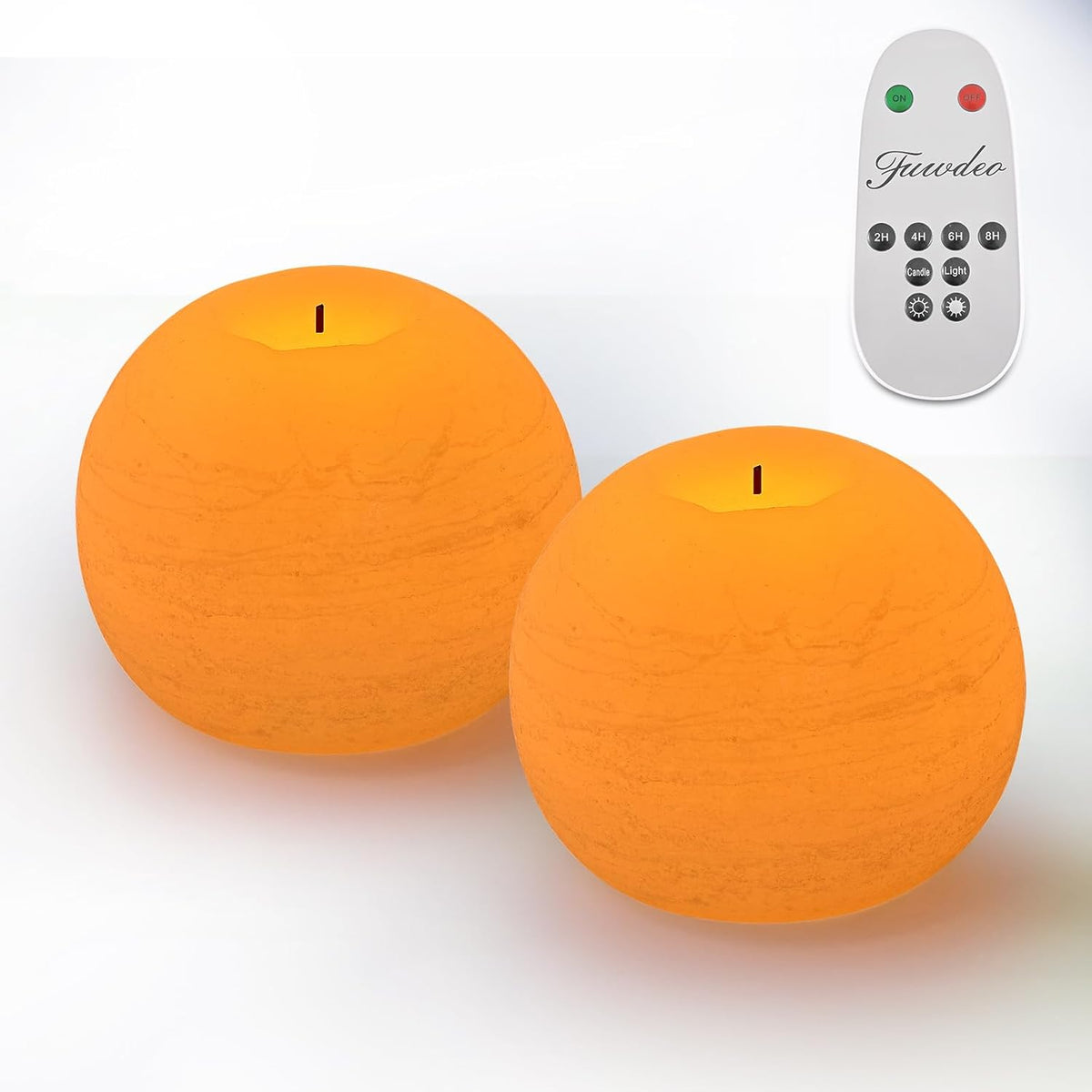 Ivory Flameless Candles with Remote & Timer,4" H LED Battery Operated Round Candle 2 Pack,Real Wax Christmas Candle Lights Flickering for Christmas Gift Wedding Home Decor