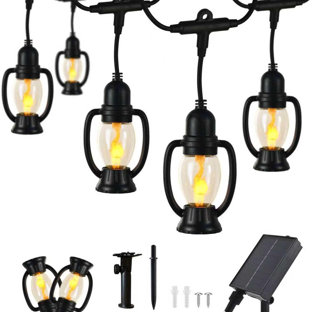 15FT Solar Outdoor Lantern String Lights - Waterproof Shatterproof Mini Lantern Patio Lights, 8 Modes Hanging Solar Bistro Lights for Camping, Backyard, Balcony & Garden (Warm White)