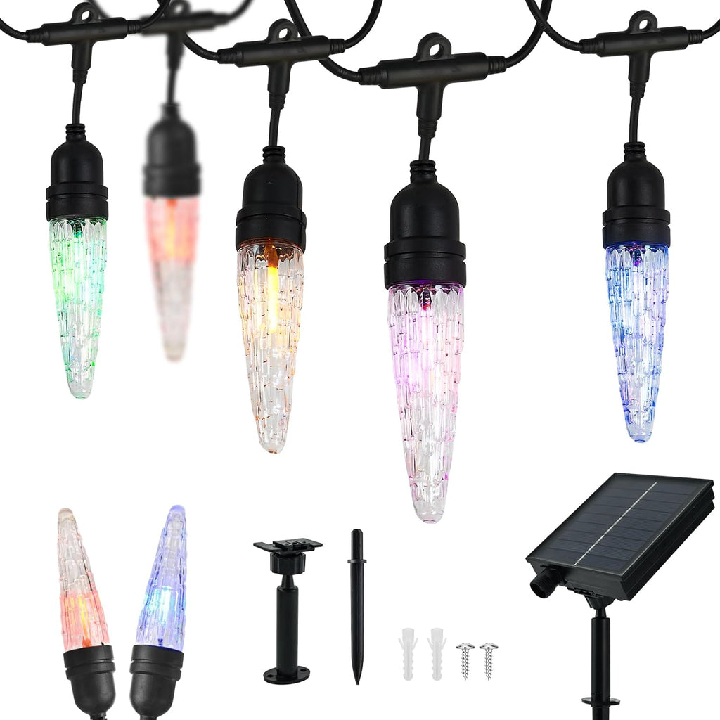 15FT Solar Outdoor String Lights - Waterproof Shatterproof LED Patio Lights with USB Charging Port, 8 Modes Hanging Bistro Lights for Camping, Backyard, Balcony & Garden Decor