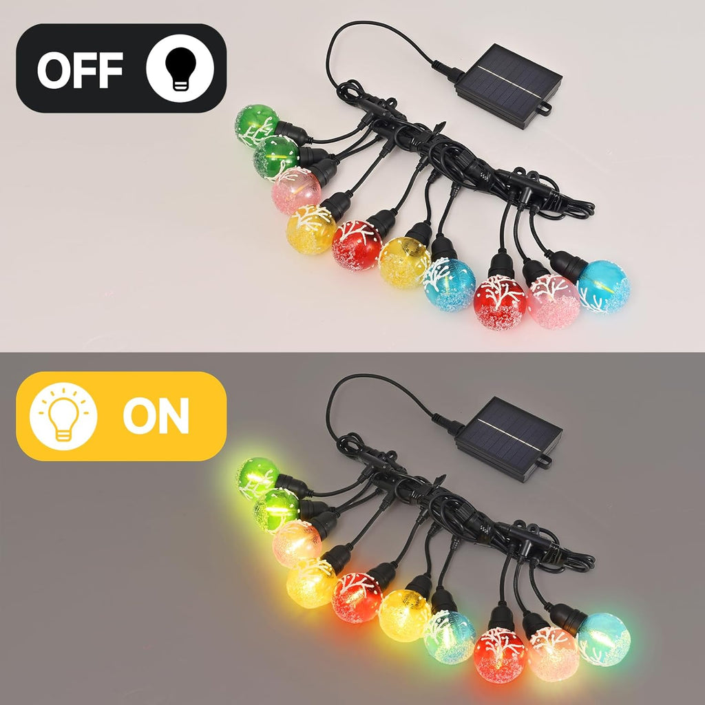 15FT Solar Outdoor Christmas Tree String Lights - Waterproof Shatterproof LED Patio Lights with USB Port, 8 Modes Hanging Fairy Lights for Holiday, Camping & Garden (Warm White)
