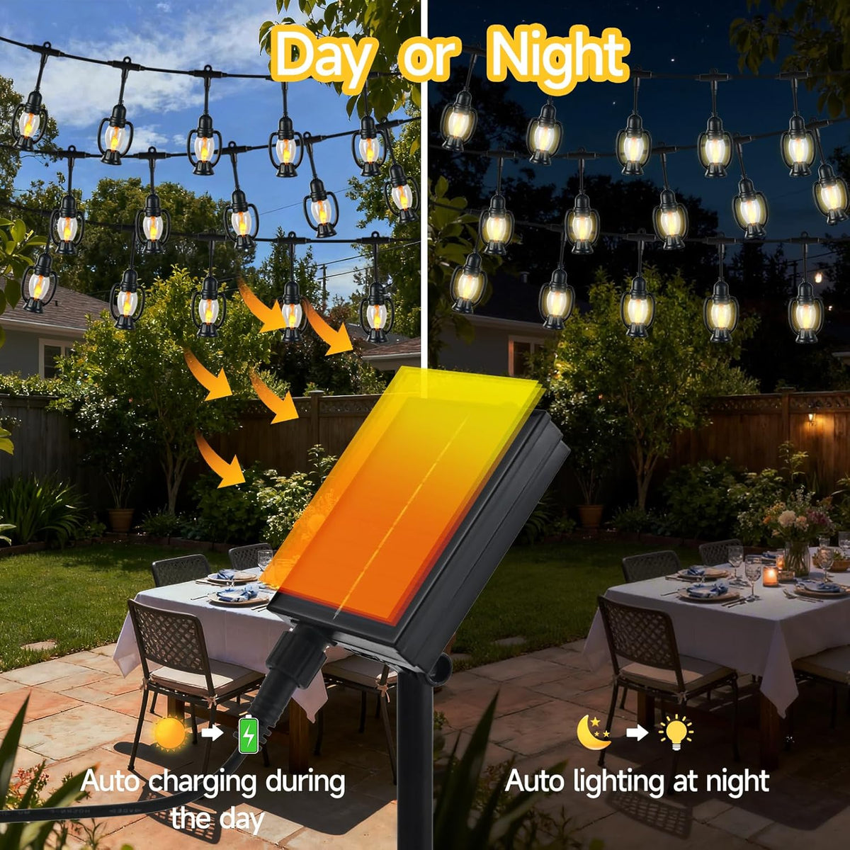15FT Solar Outdoor Lantern String Lights - Waterproof Shatterproof Mini Lantern Patio Lights, 8 Modes Hanging Solar Bistro Lights for Camping, Backyard, Balcony & Garden (Warm White)