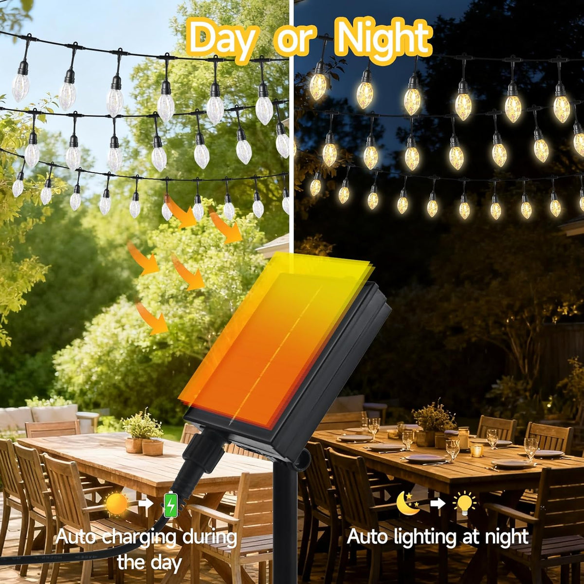 15FT Solar Outdoor Star Fruit String Lights - Waterproof Shatterproof LED Tropical Patio Lights with USB Port, 8 Modes Hanging Bistro Lights for Camping, Backyard & Garden (Warm White)