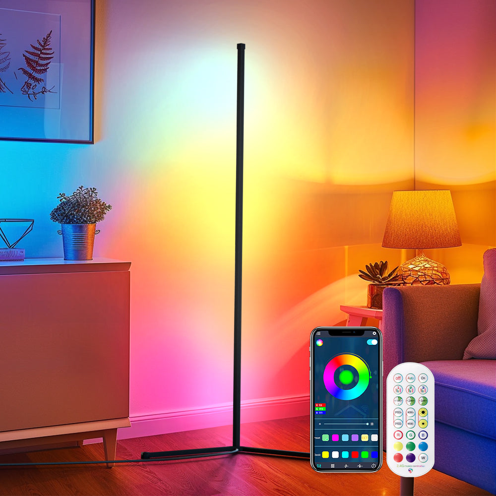 WAVELL LED Black Corner Floor Lamp