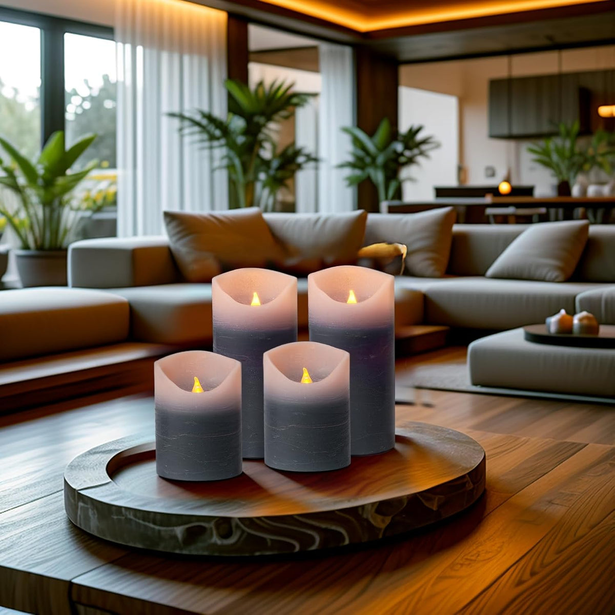 Blue Flameless Candles with Remote and Timer, 4 Pack Real Wax LED Pillar Candles Battery Operated with Flickering Flame,Flickering LED Candles for Christmas Gift Party Home Decor