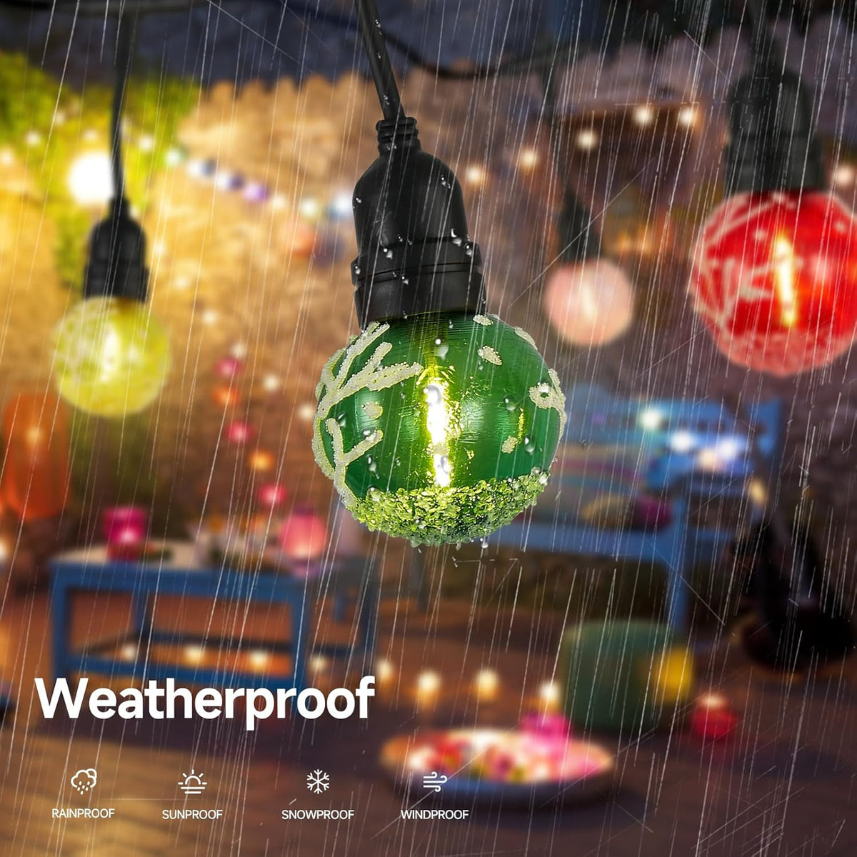 15FT Solar Outdoor Christmas Tree String Lights - Waterproof Shatterproof LED Patio Lights with USB Port, 8 Modes Hanging Fairy Lights for Holiday, Camping & Garden (Warm White)