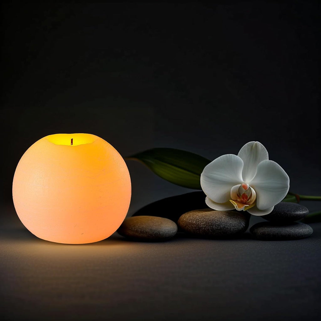 Ivory Flameless Candles with Remote & Timer,4" H LED Battery Operated Round Candle 2 Pack,Real Wax Christmas Candle Lights Flickering for Christmas Gift Wedding Home Decor