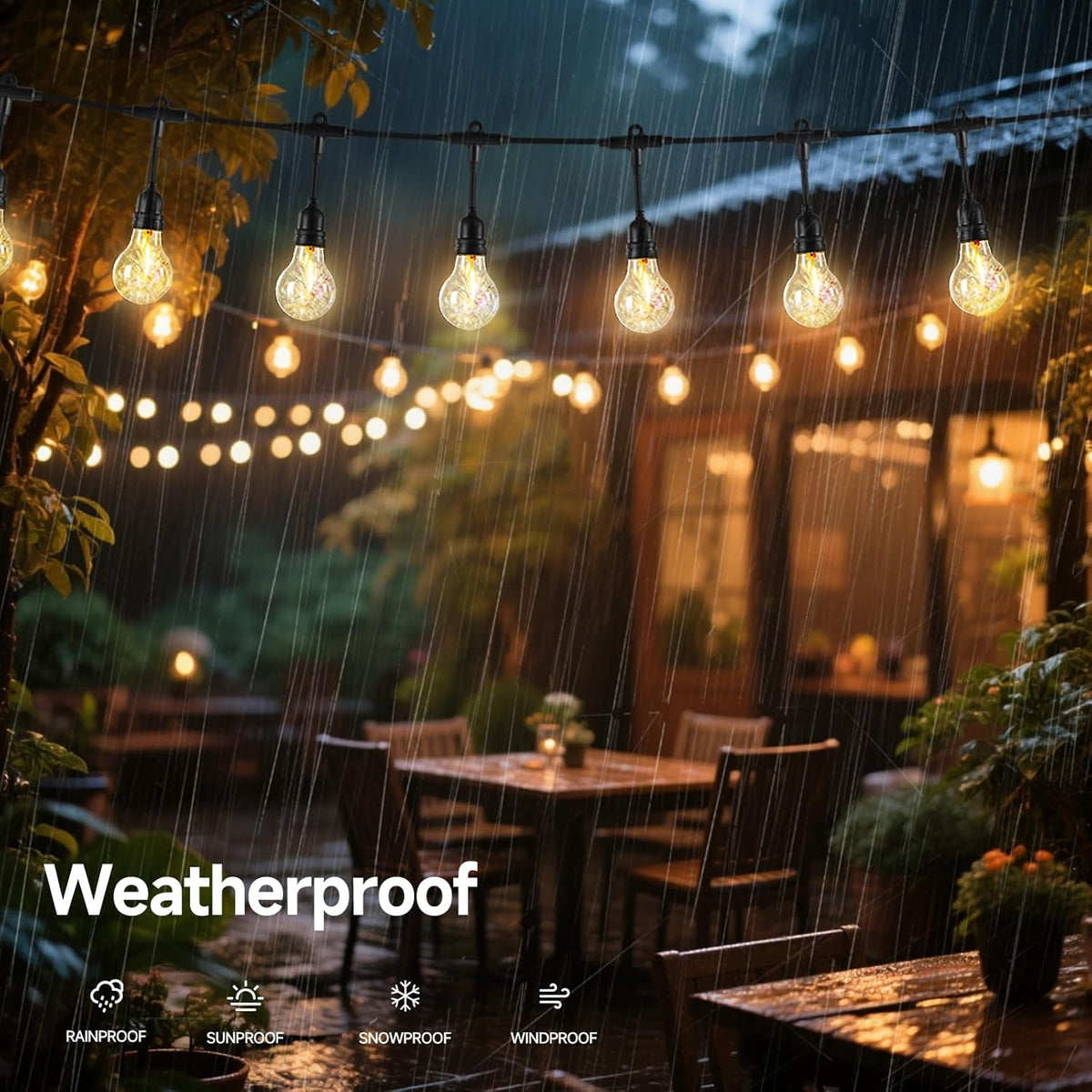 15FT Solar Outdoor Fancy String Lights - Waterproof Shatterproof Ornate LED Patio Lights with USB Port, 8 Modes Hanging Vintage Bistro Lights for Camping, Backyard & Balcony (Warm White)