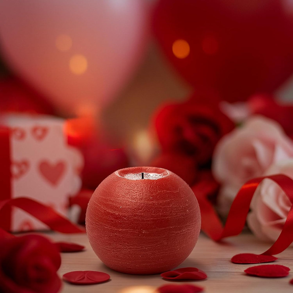 Red 4" Flameless Ball Candles with Remote and Timer - Pack of 2 Real Wax LED Battery Operated Flickering Spherical Red Candles for Christmas Gift, Wedding, Holiday & Home Decor