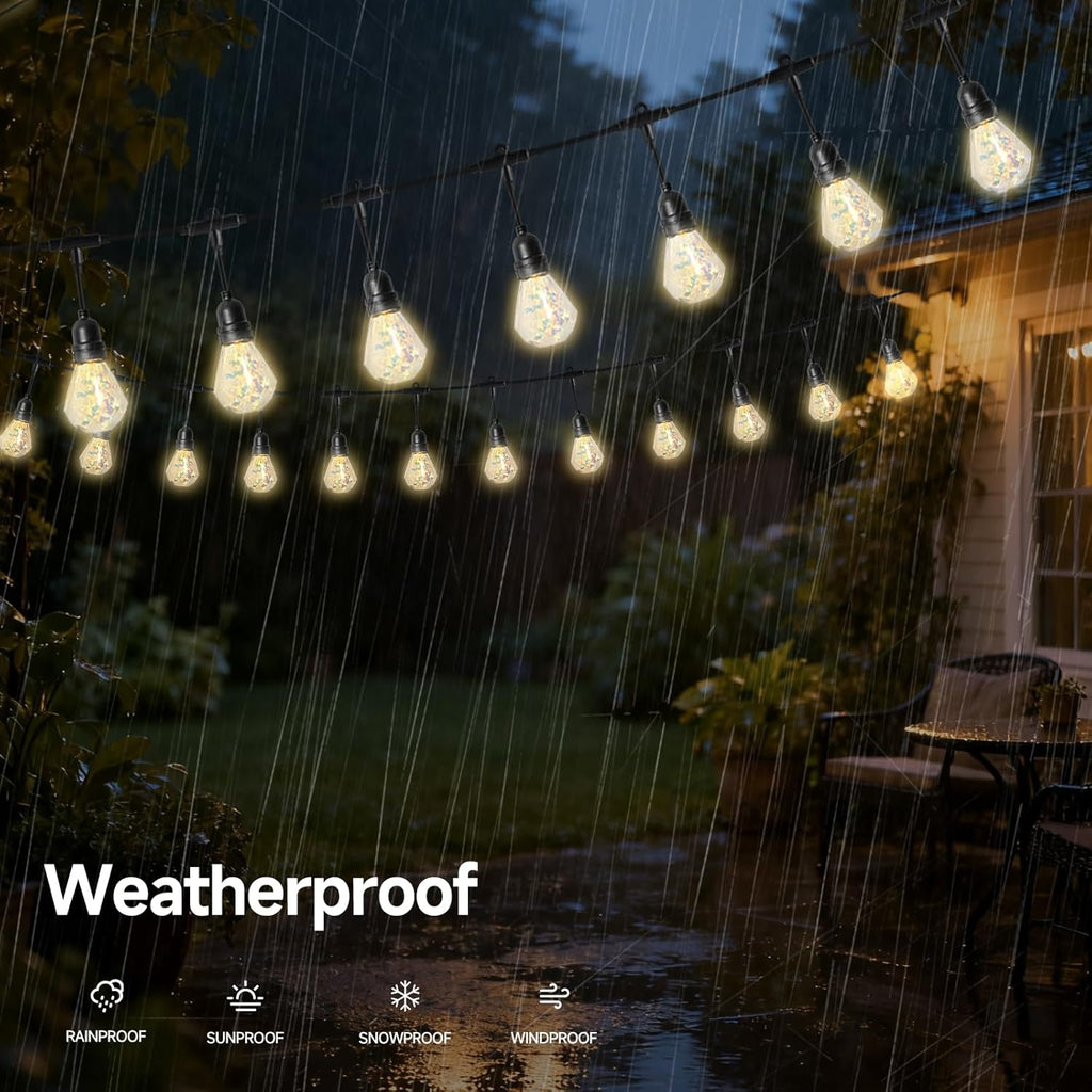 15FT Solar Outdoor Polygon String Lights - Waterproof Shatterproof LED Geometric Patio Lights with USB Port, 8 Modes Hanging Bistro Lights for Camping, Backyard & Balcony (Warm White)