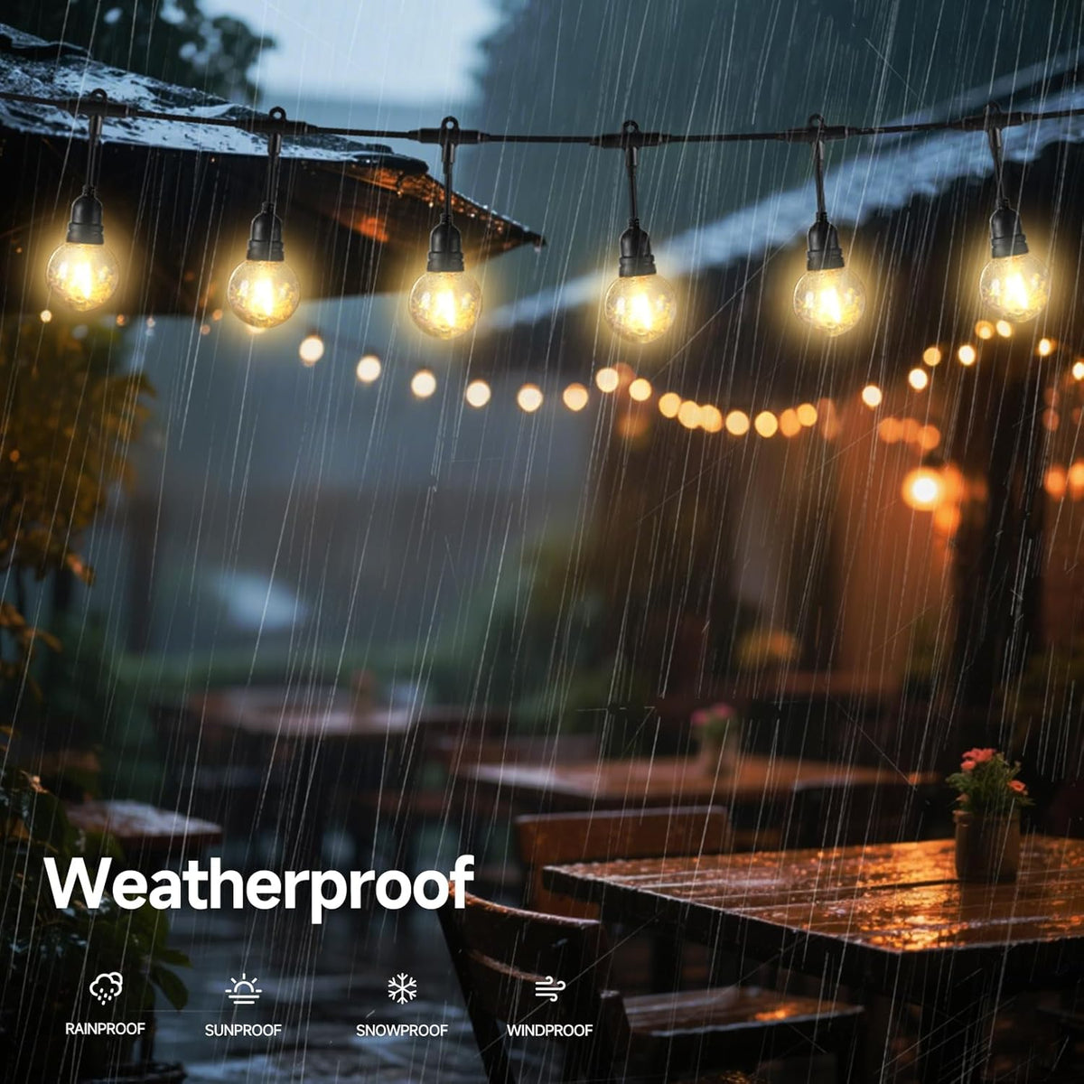Solar Outdoor String Lights, 15FT 10 LED Waterproof Shatterproof Globe Patio Lights, Dual Solar & USB Charging Fairy Lights with 8 Modes, Auto On/Off for Camping, Backyard, Party, Garden