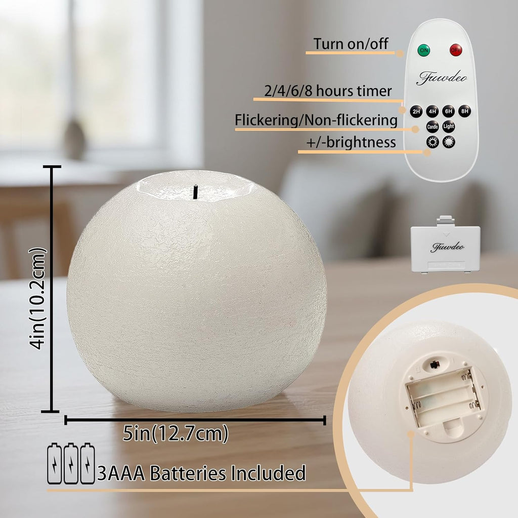Ivory Flameless Candles with Remote & Timer,4" H LED Battery Operated Round Candle 2 Pack,Real Wax Christmas Candle Lights Flickering for Christmas Gift Wedding Home Decor