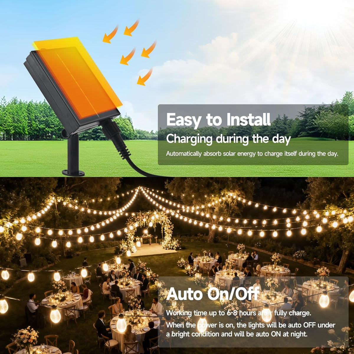 15FT Solar Outdoor Star Fruit String Lights - Waterproof Shatterproof LED Tropical Patio Lights with USB Port, 8 Modes Hanging Bistro Lights for Camping, Backyard & Garden (Warm White)