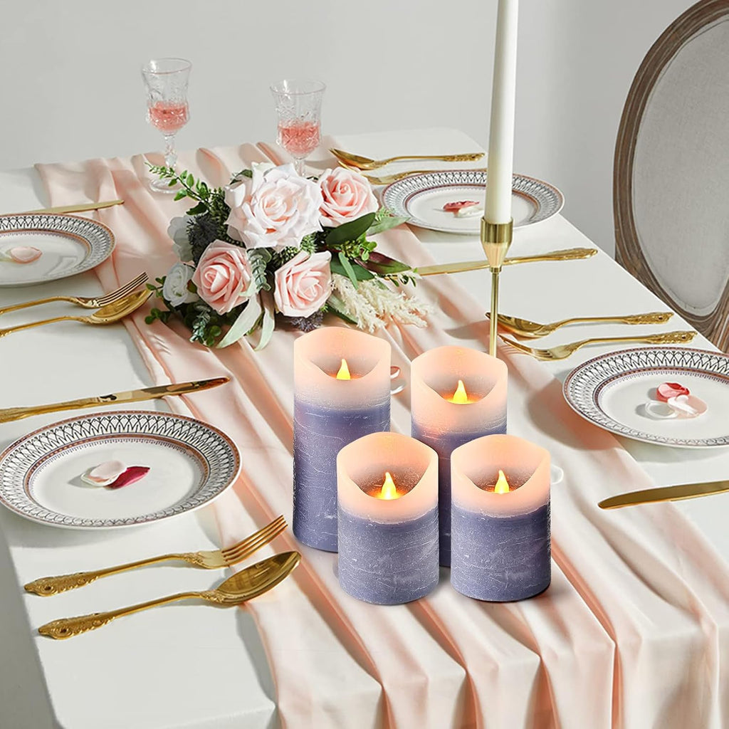 Blue Flameless Candles with Remote and Timer, 4 Pack Real Wax LED Pillar Candles Battery Operated with Flickering Flame,Flickering LED Candles for Christmas Gift Party Home Decor