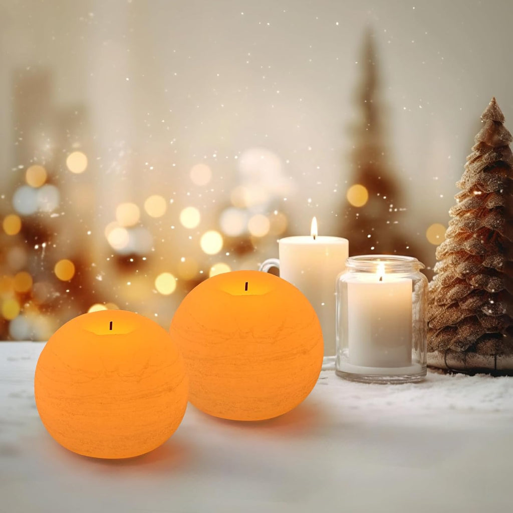Ivory Flameless Candles with Remote & Timer,4" H LED Battery Operated Round Candle 2 Pack,Real Wax Christmas Candle Lights Flickering for Christmas Gift Wedding Home Decor