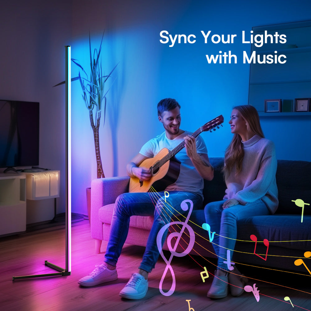 WAVELL LED Black Corner Floor Lamp